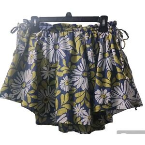 Aerie Floral Drawstring Shorts Blue Yellow White Medium M Summer‎ Cute